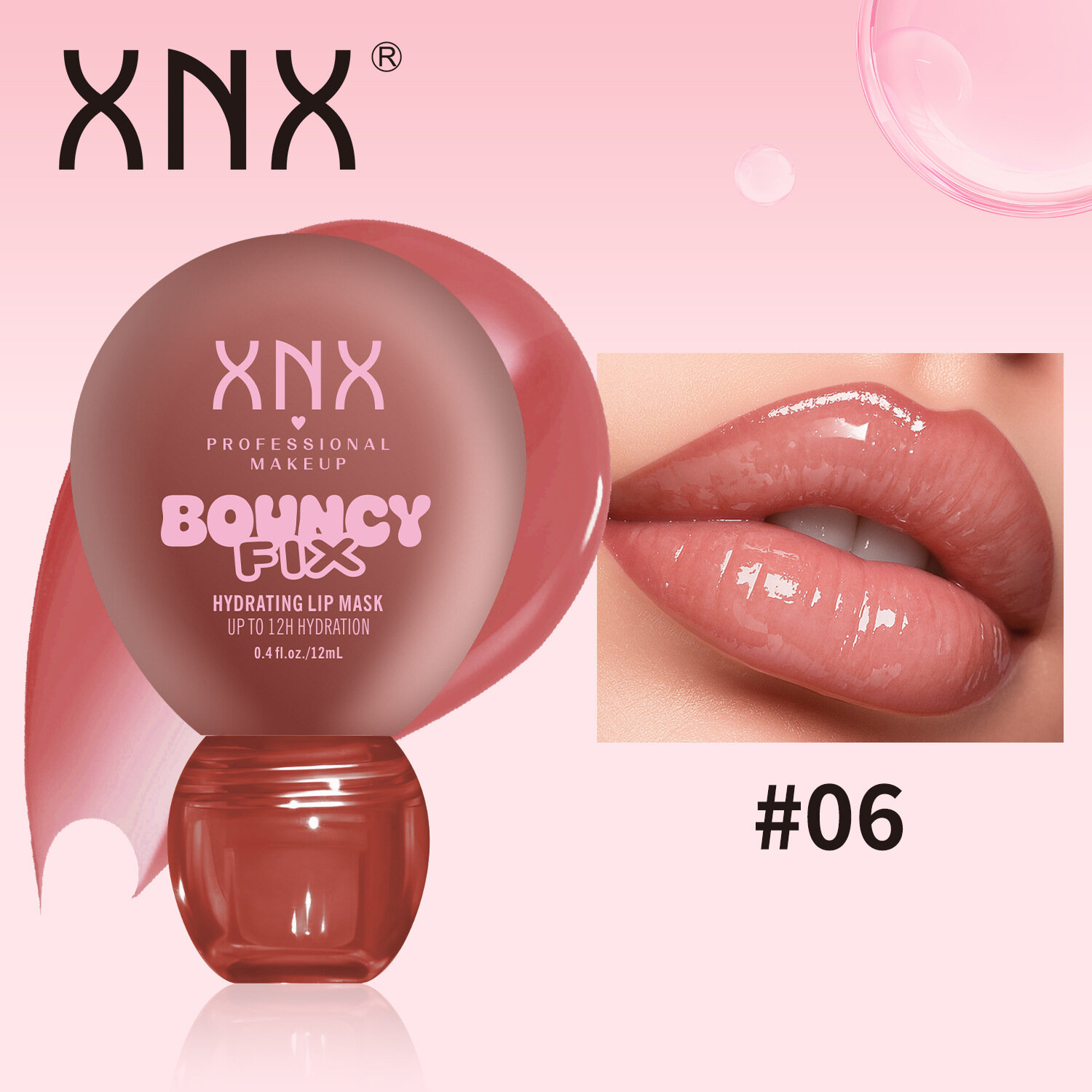 Маска для губ XNX Bouncy Fix, увлажняющая ночная и дневная, гиалуроновая кислота, разглаживает морщинки на губах, 12,5 г, 6 оттенков