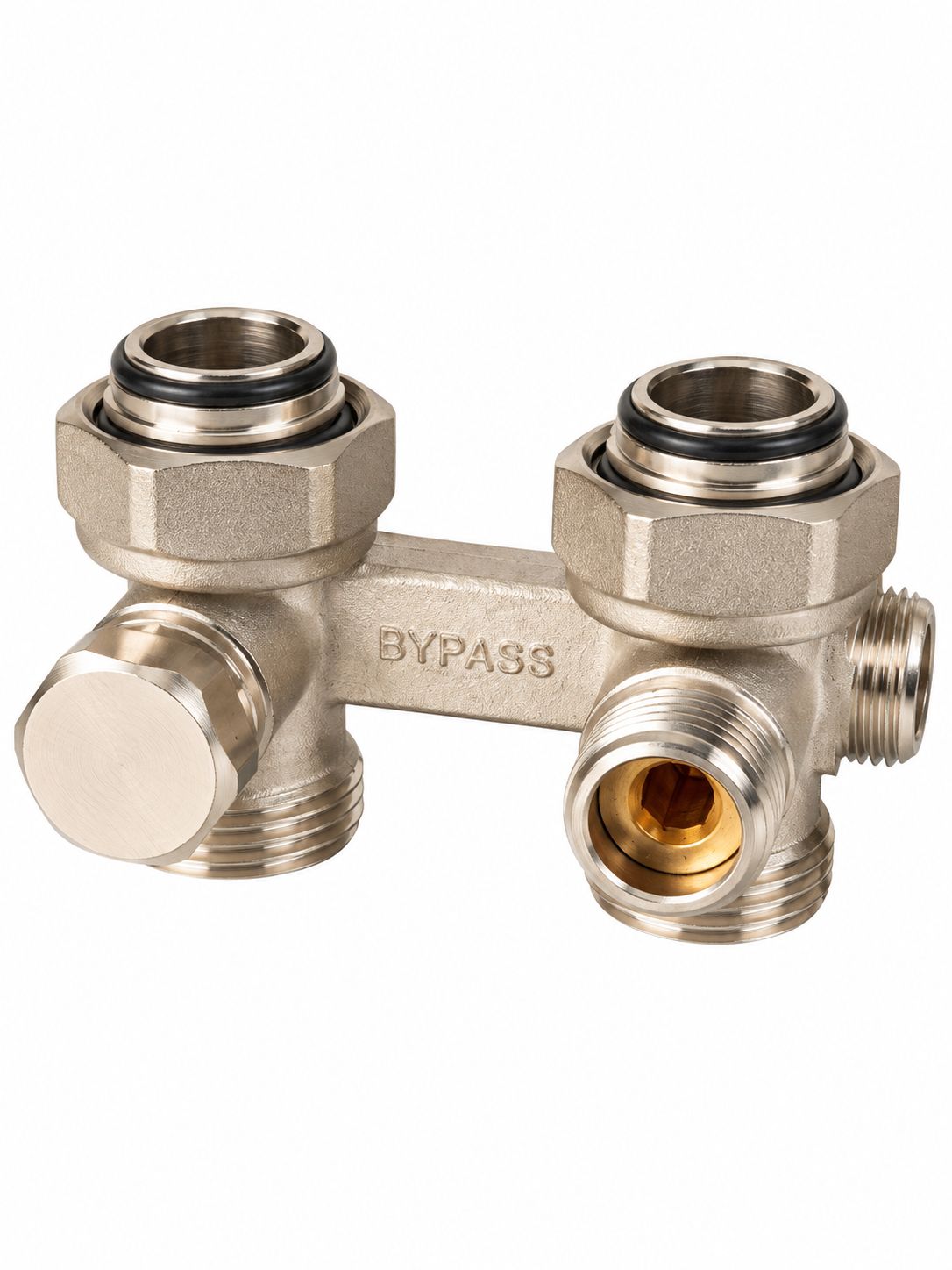 Узел нижнего подключения радиатора с байпасом 1/2" х 3/4" Eurokonus VT.355. N. E04