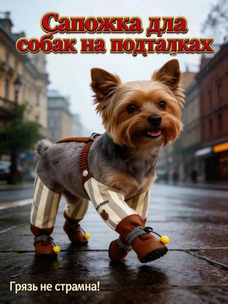 Обувь для собак Ботинки для собак на подтяжках Водонепроницаемый, скользкий протектор лап домашних животных