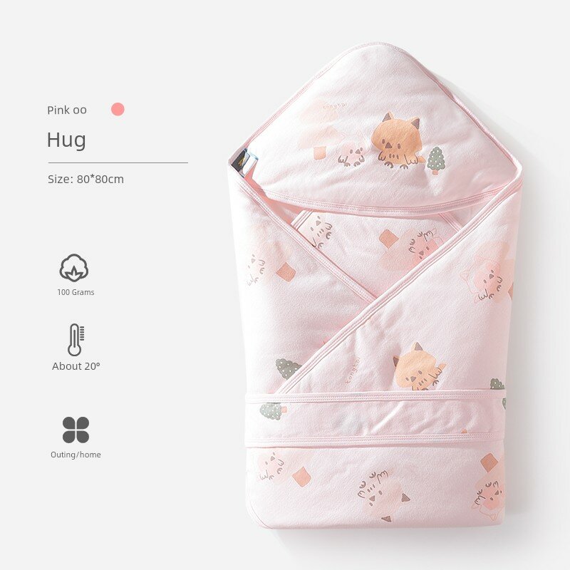 Tongtai Детское одеяло с лесной звериной вышивкой, розовый, 80x80 см, 100 г наполнителя, летнее для новорожденных