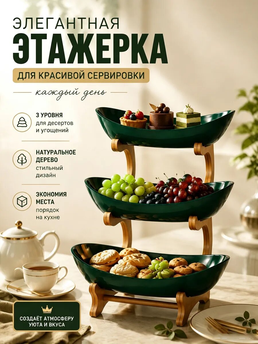 Этажерка для десертов 3-ярусная разборная