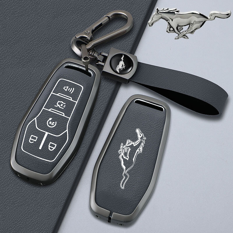 Ford Mustang E Model 4-Клавишный Чехол для Ключа в Темно-Зеленом Ночном Цвете с Круглым Замком для Автосумок