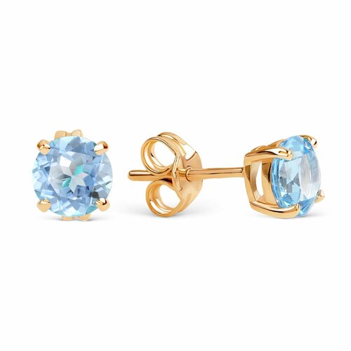 фото Серьги diamant online, красное золото, 585 проба, топаз, длина 0.5 см, , голубой
