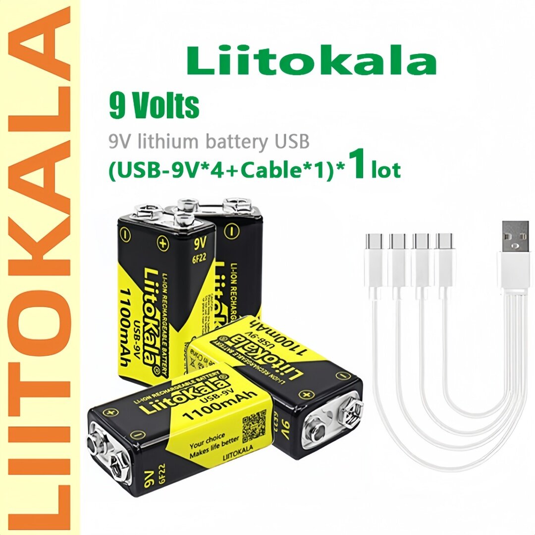 Аккумулятор Liitokala LII-USB-9V 1100mah Li-ion-4шт.