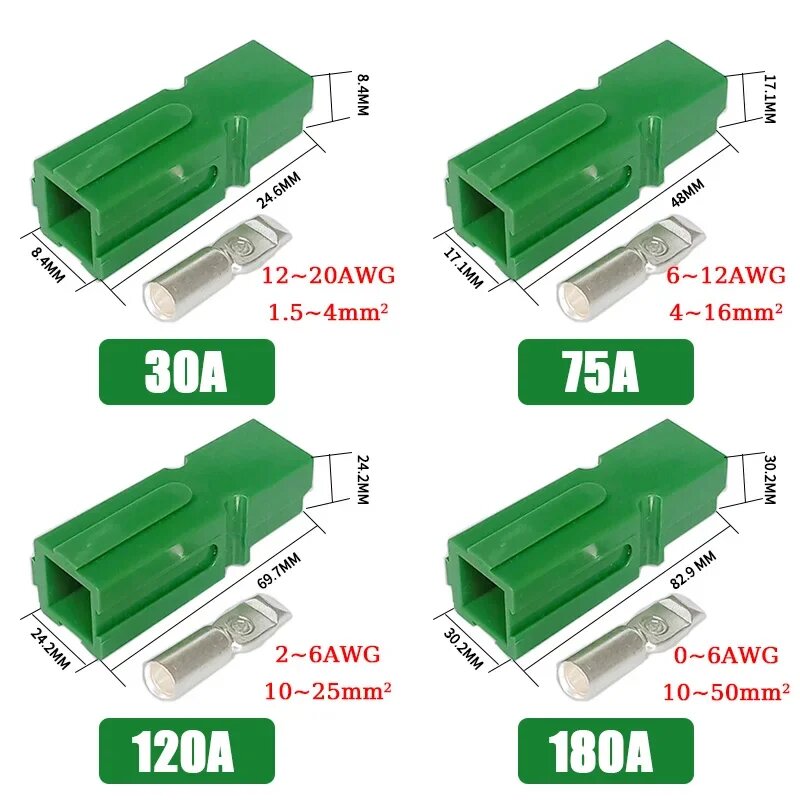 Разъем SB30 30A, 12-20AWG, зеленый, 20шт