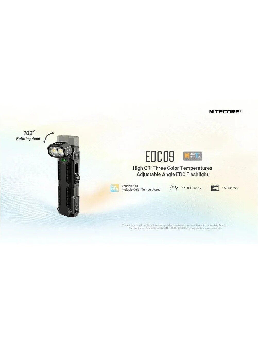 Фонарь ручной с LED MCT UHE, 1600 люмен, 3 цветовые температуры, USB-C, IPX6