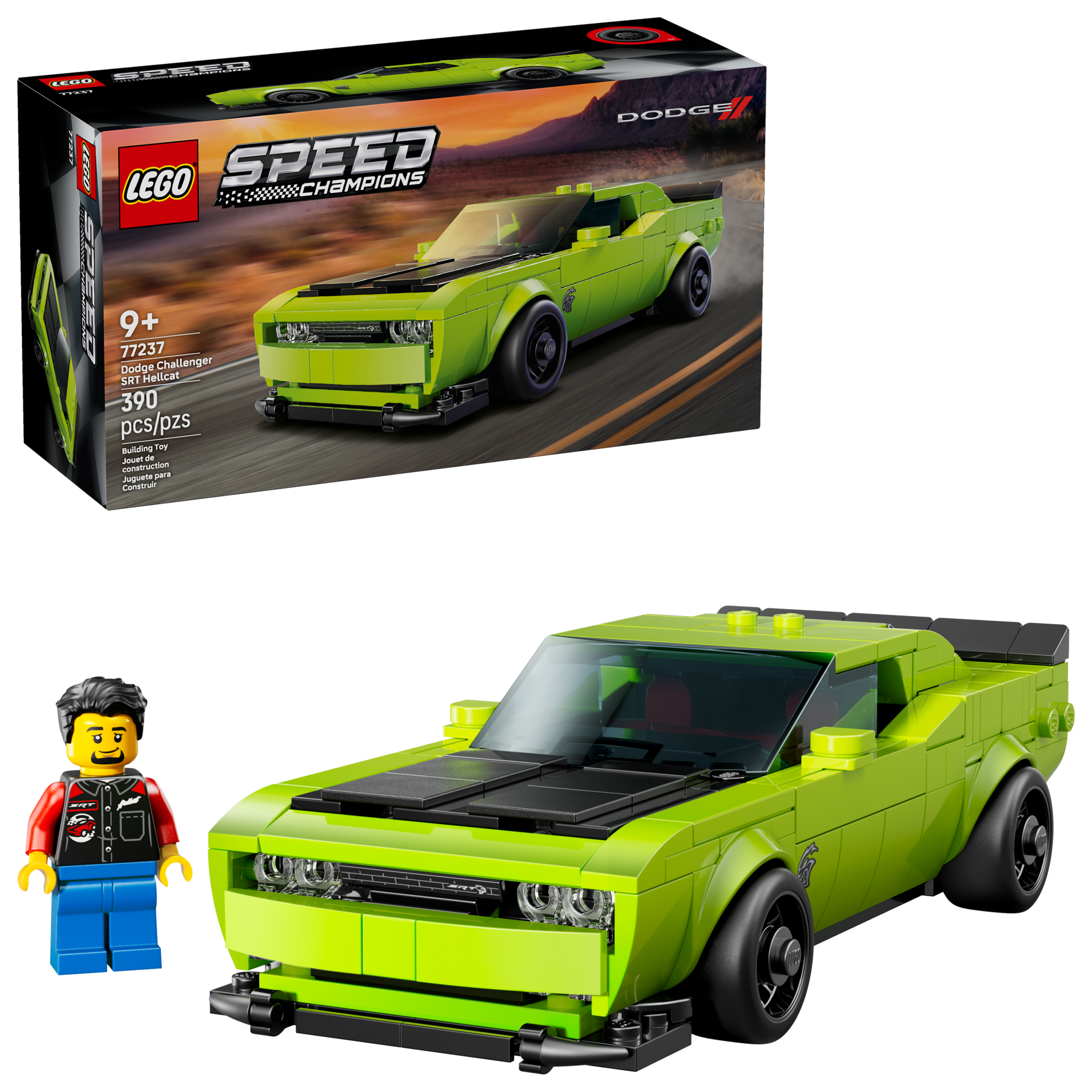 Лего. Конструктор Speed Champions. Гоночная машина Dodge Challenger SRT Hellcat, 390 деталей. Lego