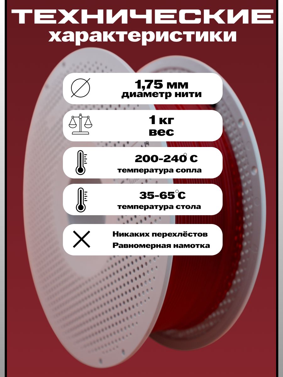 Пластик для 3Д принтера Bambu Lab PLA Translucent Red — фото 1