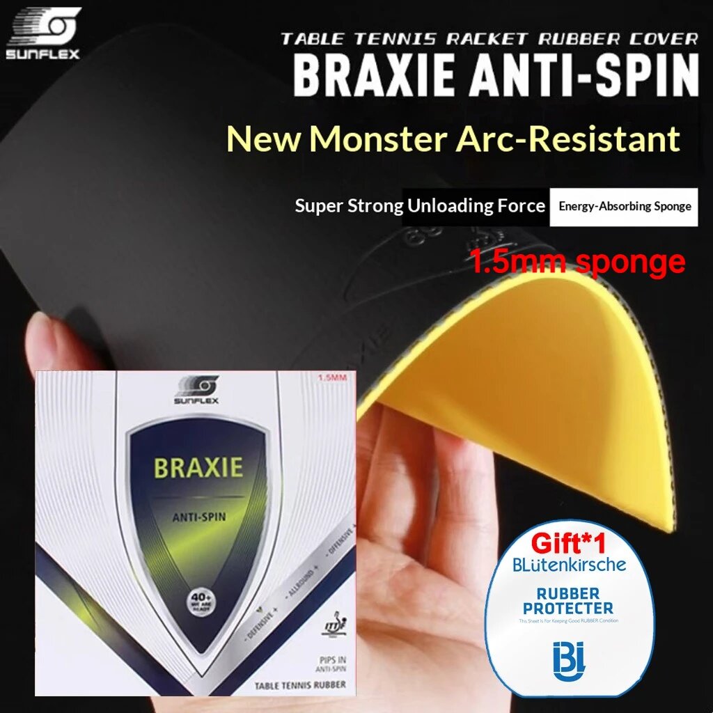 SUNFLEX BRAXIE ANTI-SPIN резина для настольного тенниса 1,5 мм Black 1.5mm