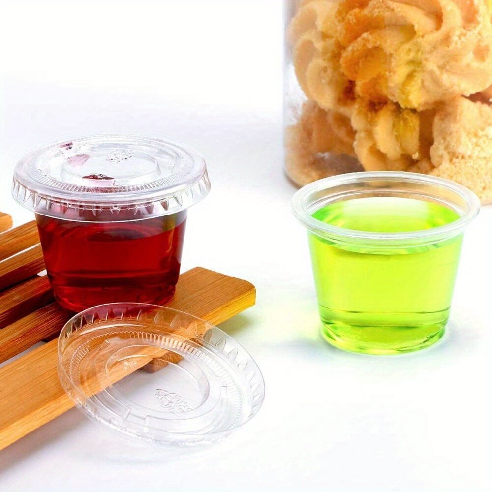 Прозрачные пластиковые стаканчики для шотов, желе и суфле с крышками, 200 шт.