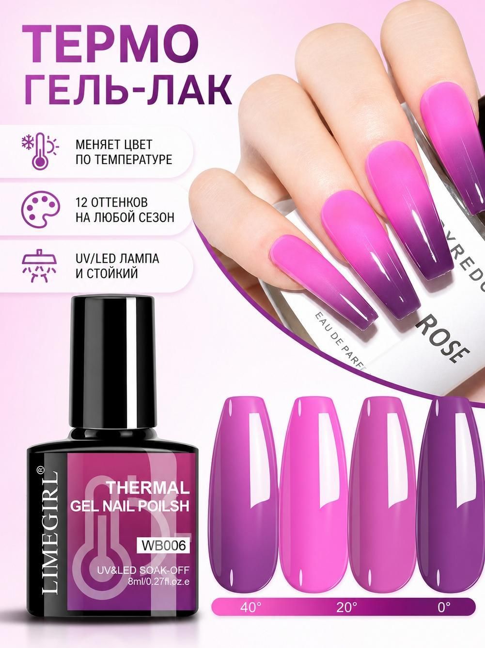 8 мл Термо гель-лак с блёстками для начинающих, полуперманентный, UV LED для дизайна ногтей