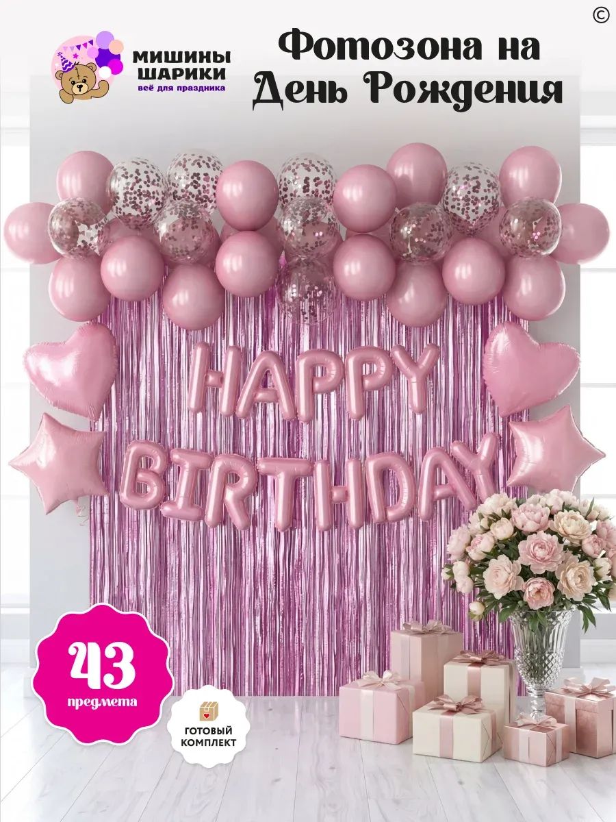Шарики воздушные happy birthday, фотозона на день рождения