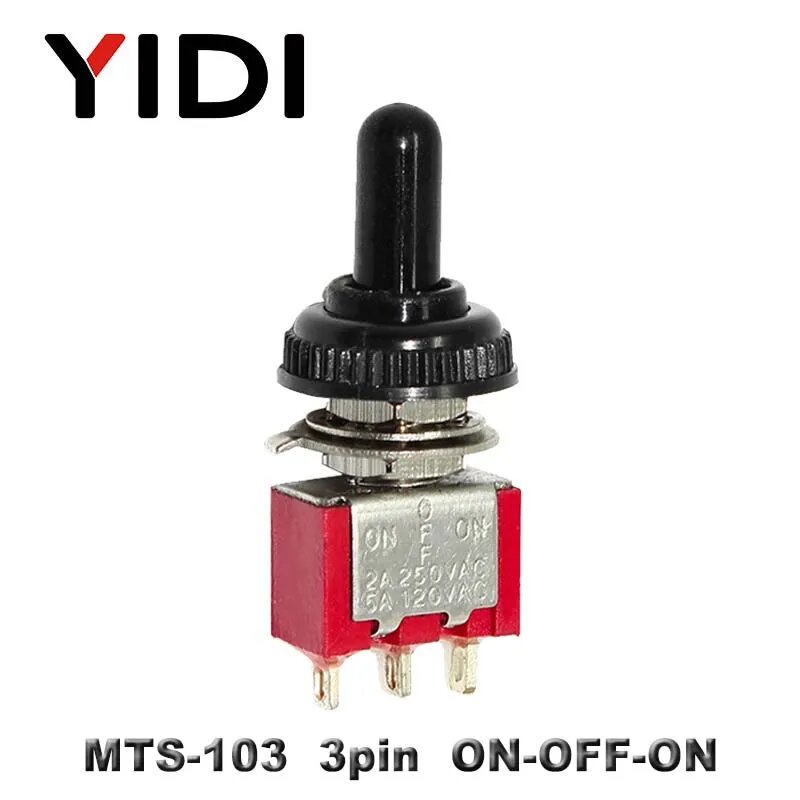 YIDIELE мини-переключатель 6A 125VAC 6 мм MTS-103 Red, Without Cap
