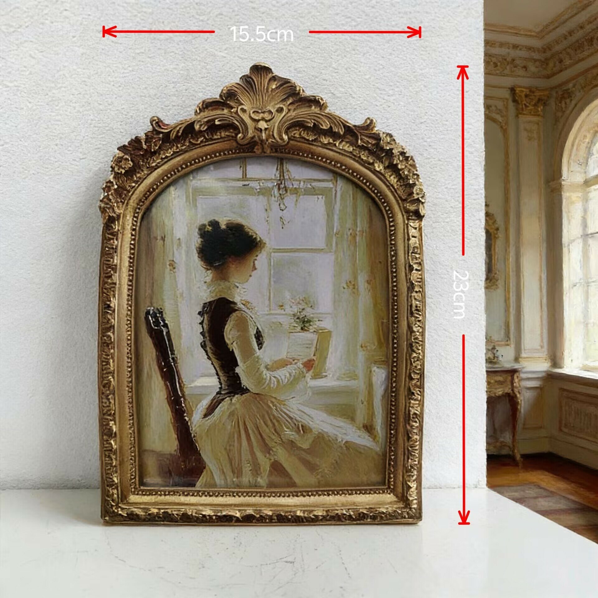 Винтажная арочная резная фоторамка 7 дюймов 17x12 см внутренняя для подвешивания на стену