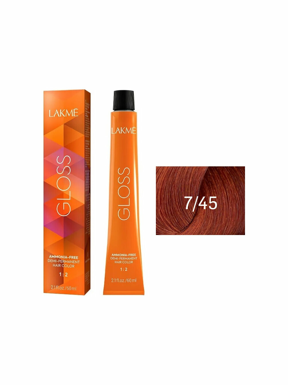 Крем-краска Lakme Gloss 7/45 Средний блондин медно-красный, объем 60 мл