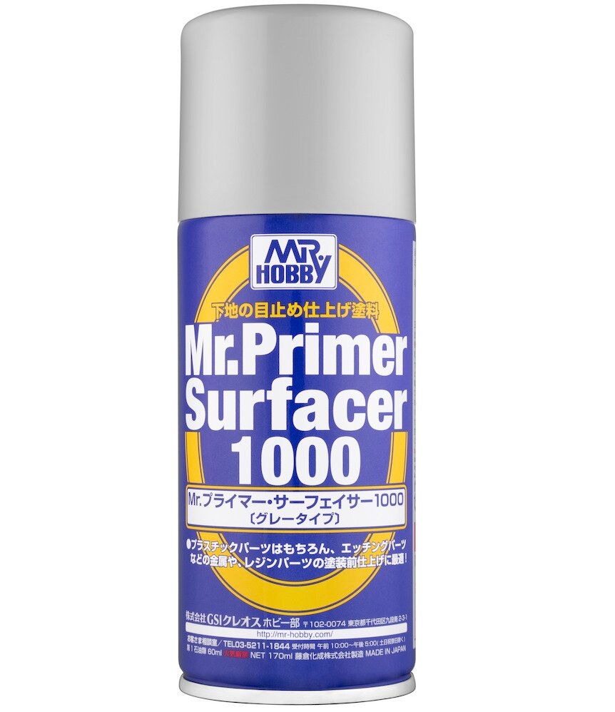 B-524 краска грунтовка в металлических баллончиках т. м. MR.HOBBY Mr.Primer Surfacer 1000 180мл.