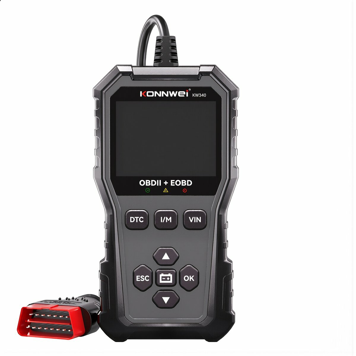 Автомобильный сканер диагностики KW340 для считывания ошибок OBD2 EOBD проверка напряжения аккумулятора поток живых данных 2025 модель красный, черный