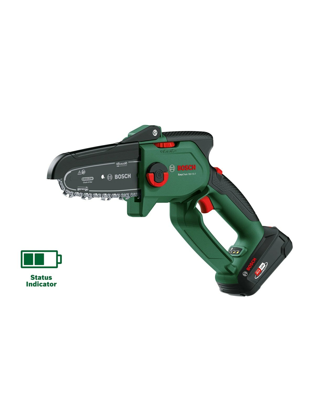 Аккумуляторный цепной станок для резки древесины Bosch EasyChain 18V-15-7, (аккумулятор 1 x 2,5 Ач, и зарядное устройство в комплекте), 06008B8900