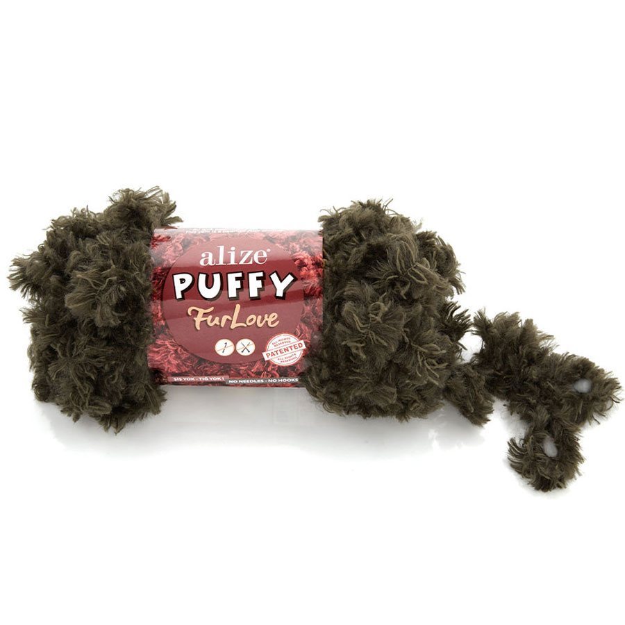 Пряжа Alize PUFFY FURLOVE 29 т. хаки (5 мотков)