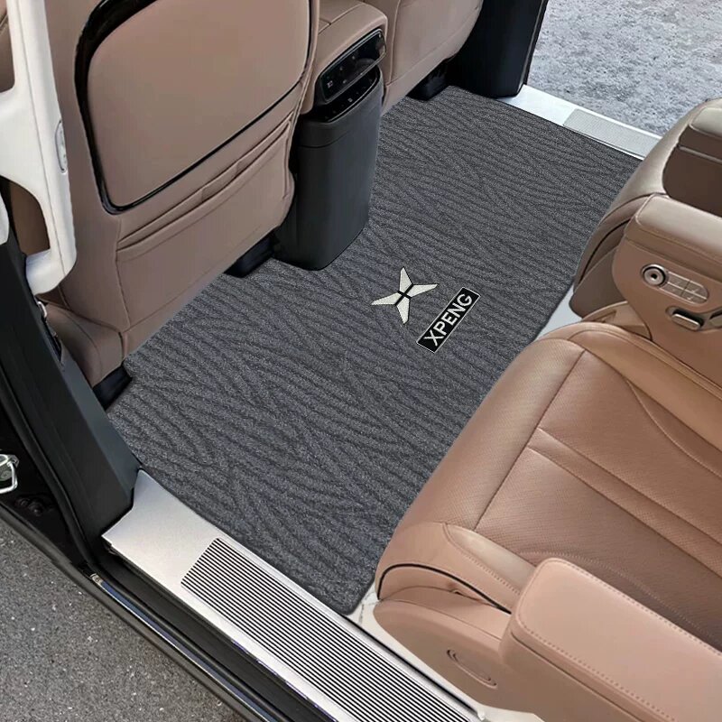 Коврик для пола автомобиля Xpeng X9, второе сиденье, серый узор из пшеничных колосков, нескользящий, точная посадка