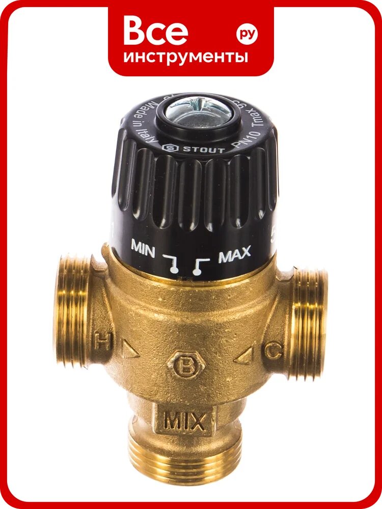 Термостатический смесительный клапан STOUT 3/4 НР, 30-65°С, KV 1.8 SVM-0125-186520 RG008TIGGRRJBK