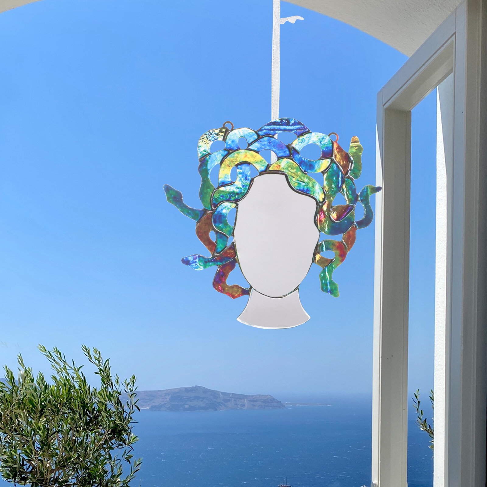 Подвеска Для Окон В Форме Медузы Стained Стеклянный Подвес 24x24cm