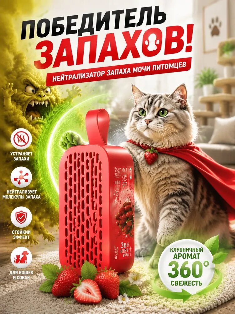 Нейтрализатор запаха кошачьей мочи, поглотитель запахов для дома и лотка, антизапах для животных