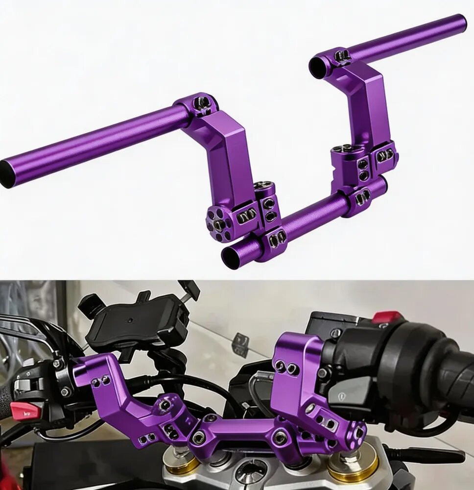 Руль для мотоцикла 22 mm регулируемый Серебро