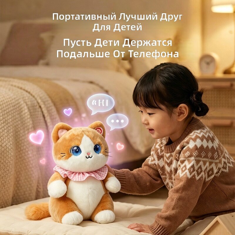 Плюшевый интерактивный котик Таро 15 см мультиколор AI игрушка