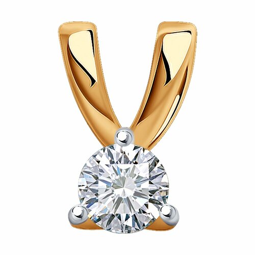 фото Подвеска diamant online, красное золото, 585 проба, бриллиант, размер 0.8 см., прозрачный