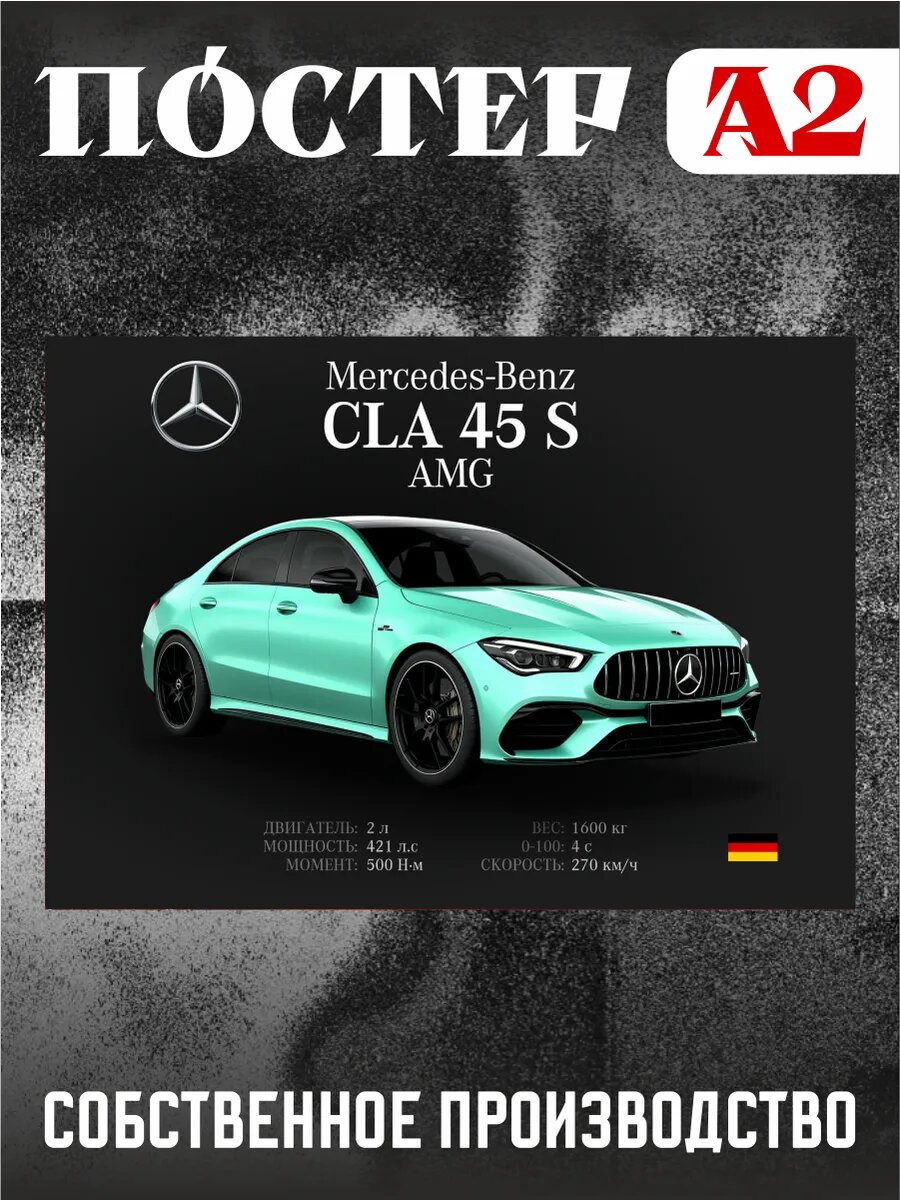 Постер на стену интерьерный А2 Mercedes-Benz CLA 45 S AMG