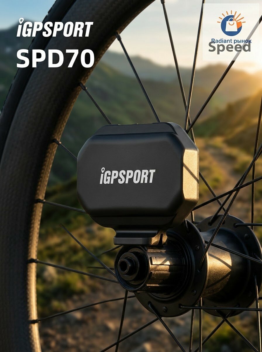 Датчик скорости для велокомпьютера IGPSPORT SPD70 черный, Bluetooth и ANT+, Защита IPX7