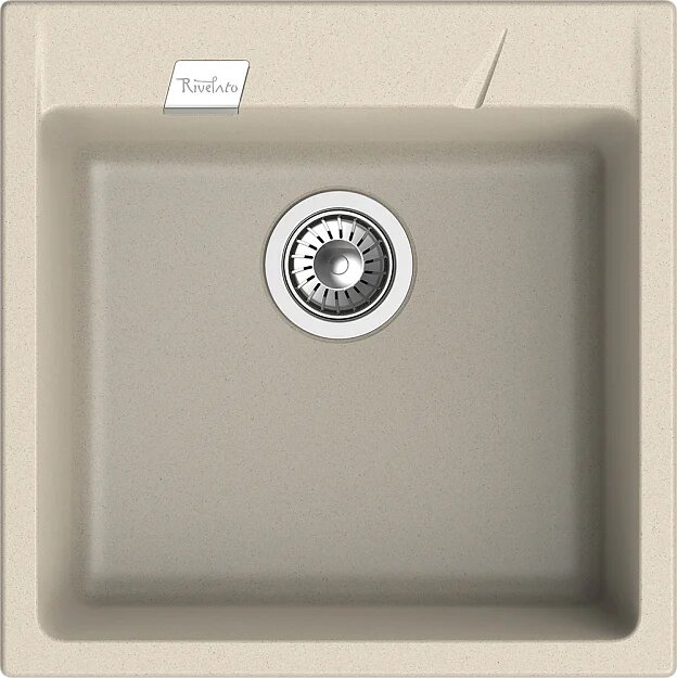 Мойка кухонная Rivelato Raum RM-50 beige scuro кварцевая, 50x51, прямоугольная, мойка для кухни, бежевая, матовая