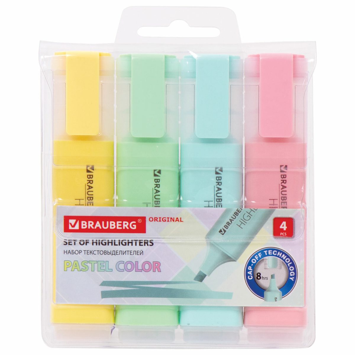 Набор маркеров-текстовыделителей Brauberg Original Pastel (1-5мм, 4 цвета) 4шт. (151697)