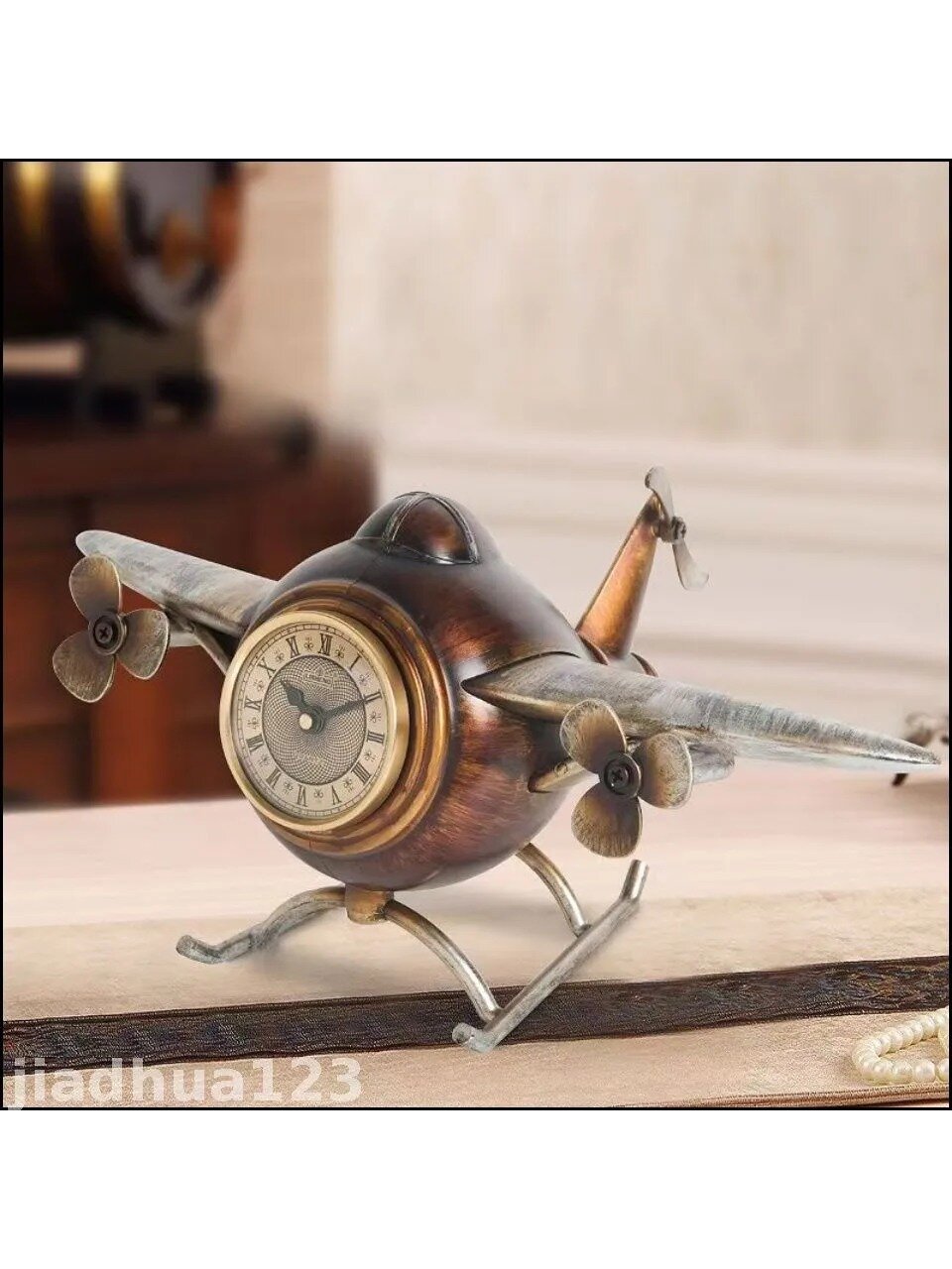 Настольные часы R355 в форме самолёта, 35 см, круглые, ретро, 3D, арабские цифры, сменная батарея