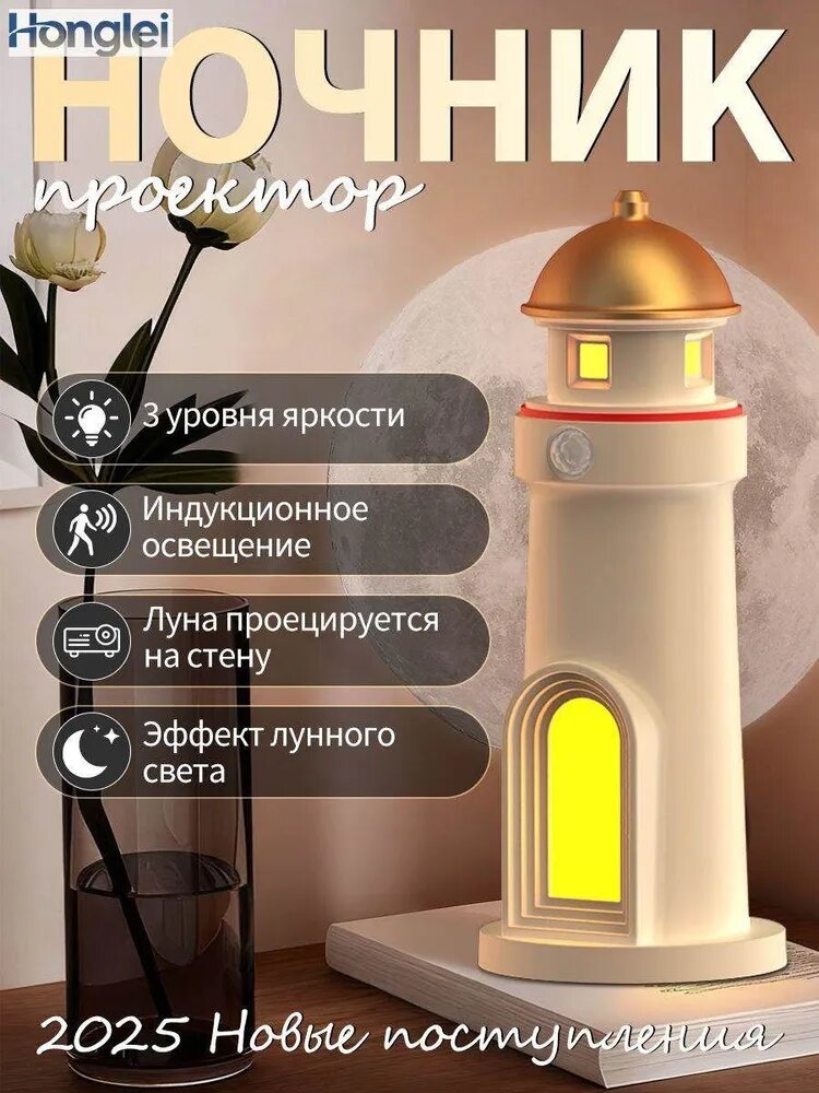 Ночник детский проектор маяк луна