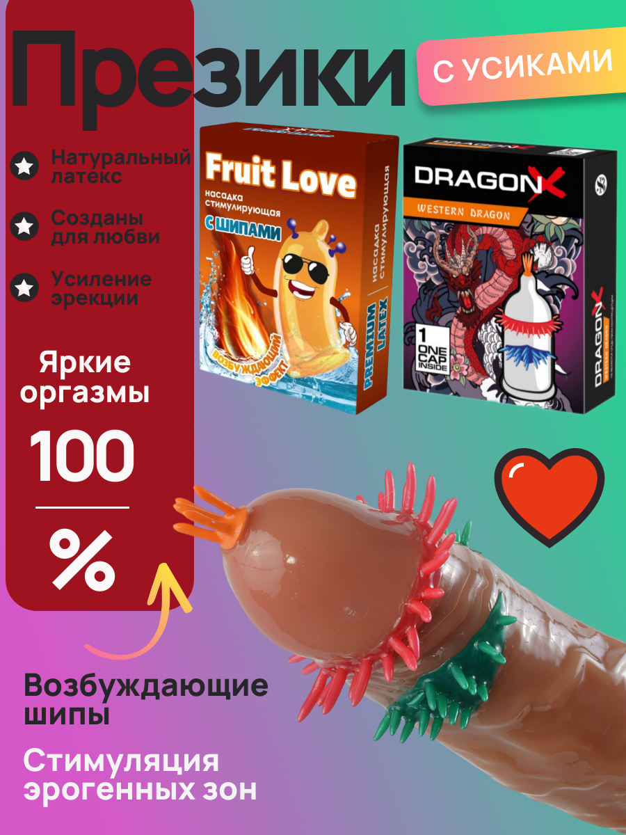 Презервативы с усиками и шипами, ультратонкие, ароматизированные