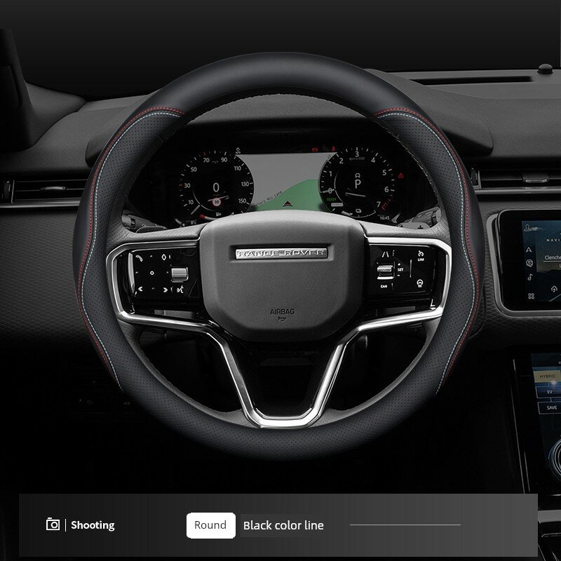 Черный кожаный чехол на руль с цветной вышивкой без логотипа Land Rover для моделей Range Rover Evoque, Discovery