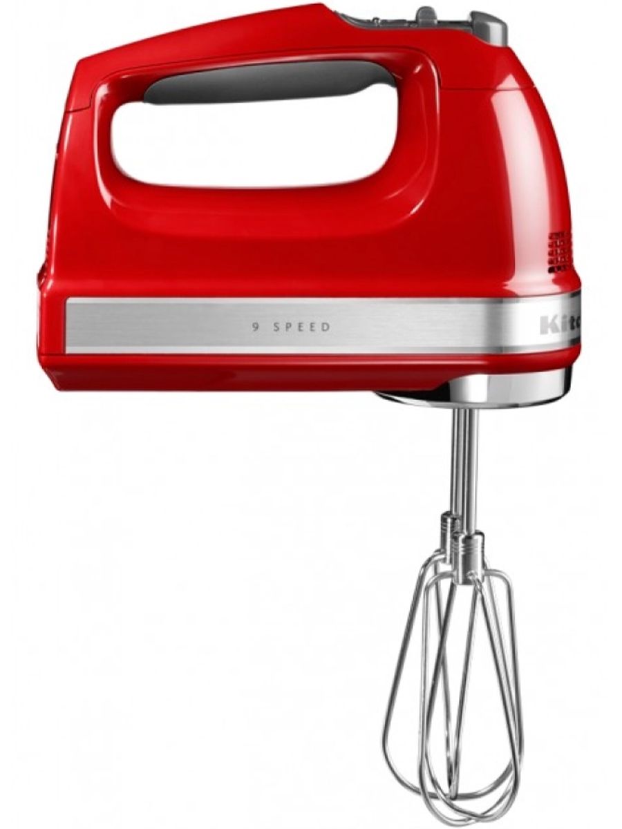 Миксер KitchenAid 5KHM9212EER, 85 Вт, 1300 об/мин, 9 скоростей, 4 насадки, футляр для хранения насадок, красный
