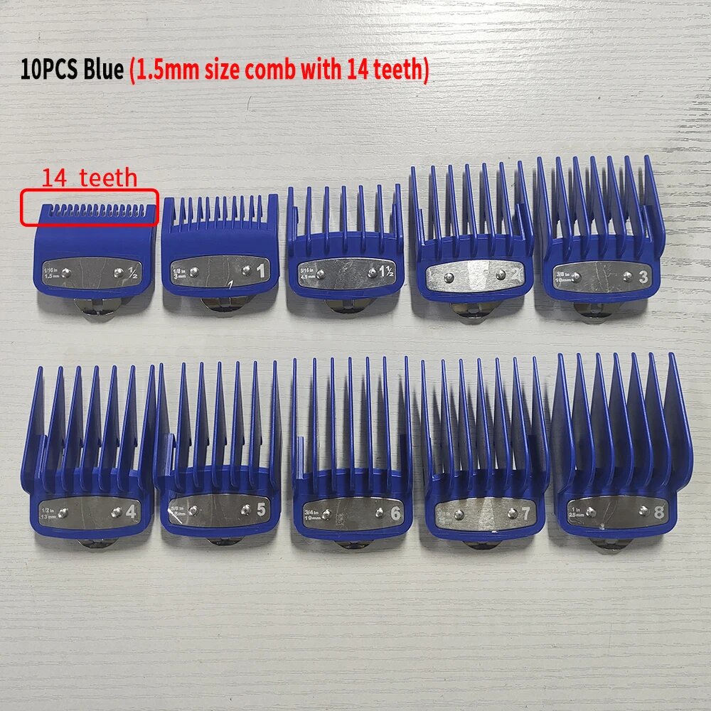 Набор гребней Wahl 10pcs Blue A 1.5mm 14 зубьев