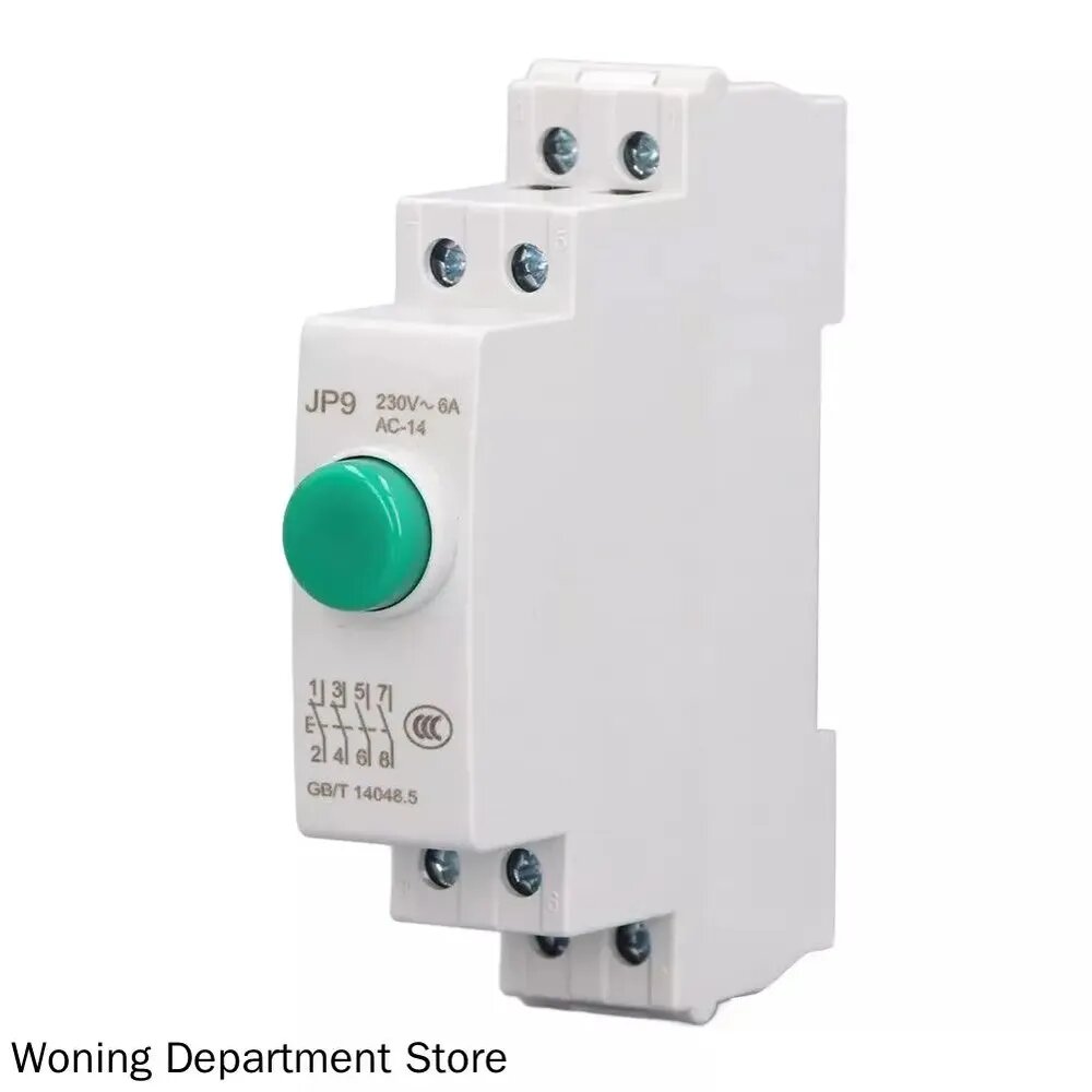 Кнопка модульная DIN-рейки JP9 24V AC/DC, красная/зеленая, IP20 для станков ЧПУ и распределительных щитов