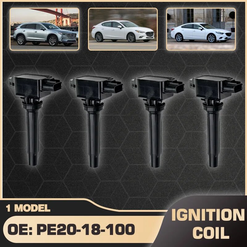 Автомобильная катушка зажигания 1/4 шт. для Mazda 3 Mazda 6 Mazda CX-3 Mazda CX-5 Mazda CX-9 4 PCS