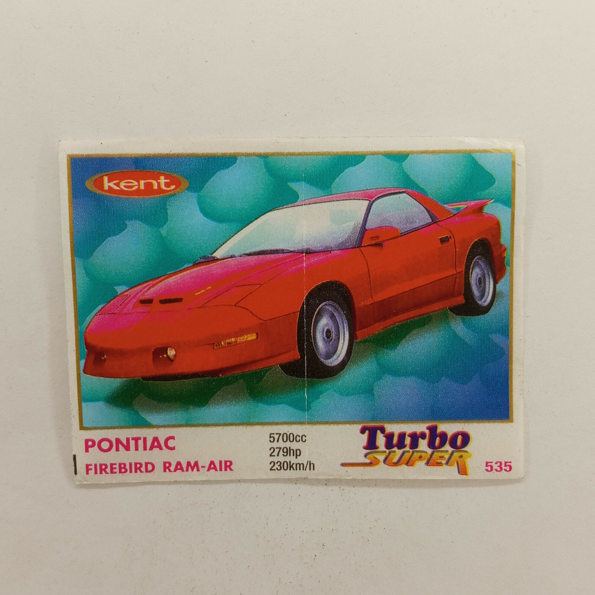 Вкладыш винтажный, СССР. От жевательной резинки Kent с автомобилем Pontiac Firebird Ram Air