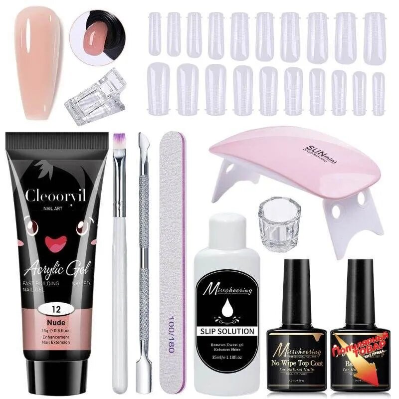 (1 комплект) Клей для украшения ногтей Nail art 15 мл, набор из 11 предметов-F