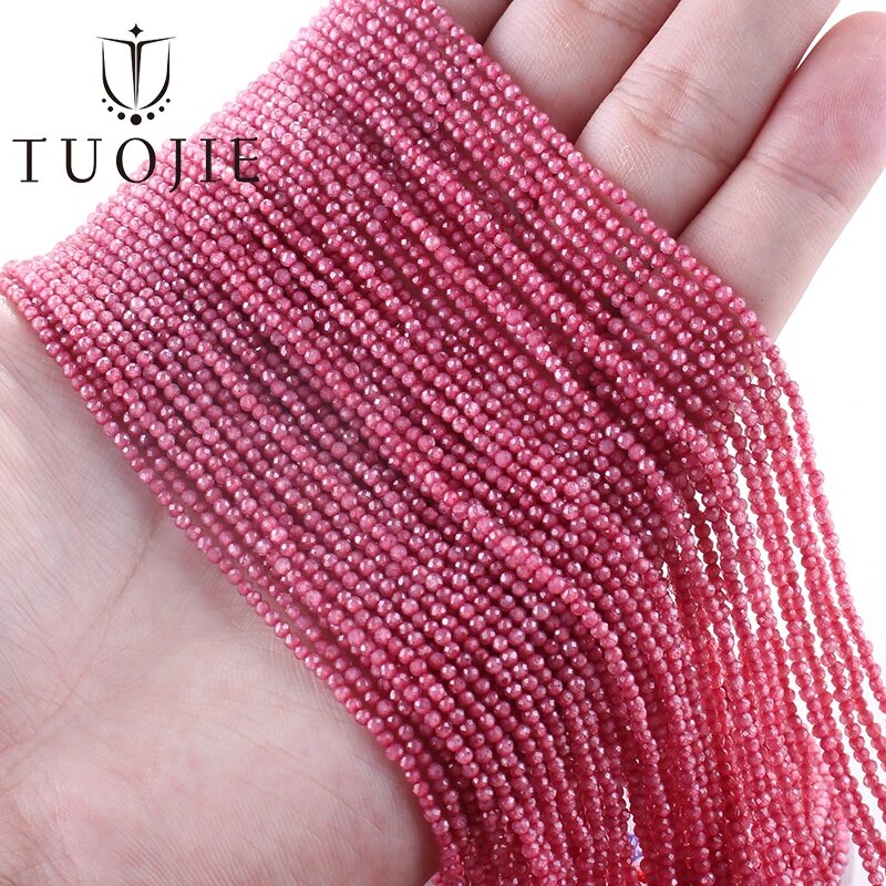 Красные граненые бусины из кубического циркония 2 мм 2mm(175pcs), 63mid red