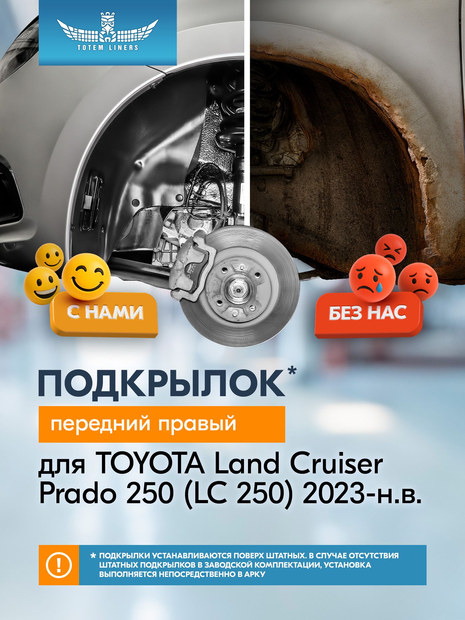 Подкрылок для TOYOTA Land Cruiser Prado 2023-н. в. (250) передний правый (Тойота Ленд крузер прадо) Внедорожник 5 дв. 4WD - TOTEM