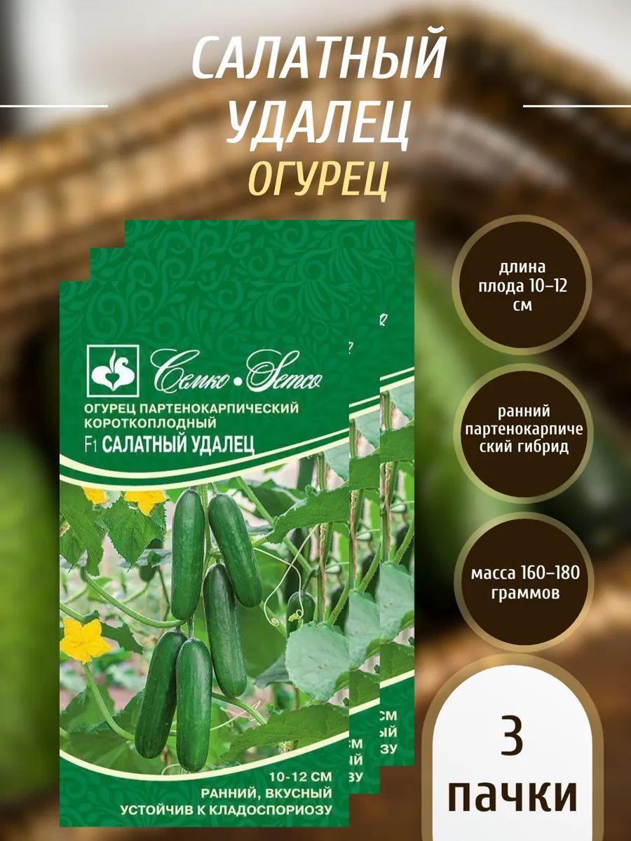 Семена, Огурец Салатный удалец, 3 пачки