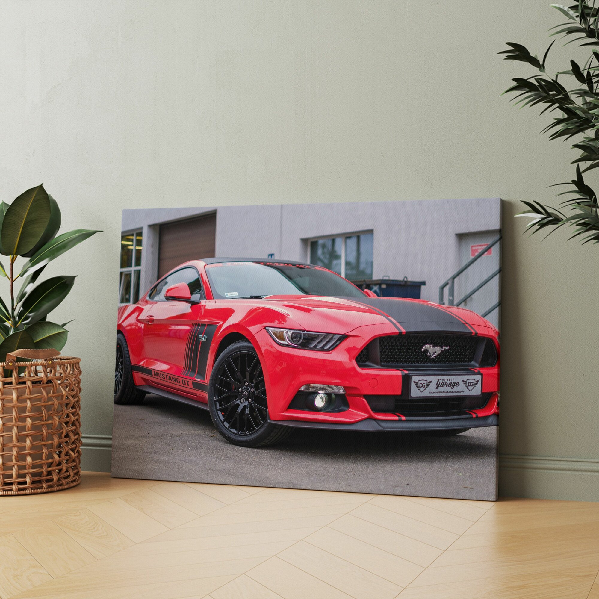 Картина на холсте (ford mustang форд мустанг гт 2017 красный ford mustang) 50x70 см/для интерьера/в комнату/на стену/в подарок