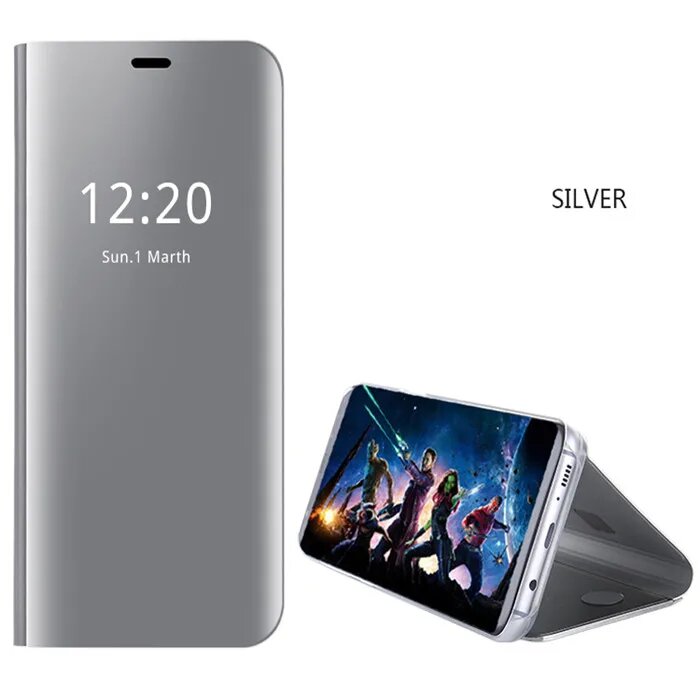 Чехол Clear View Smart Mirror Flip Case для Samsung S25 Ultra Edge S24 Серебряный, Silver, S24 Ultra