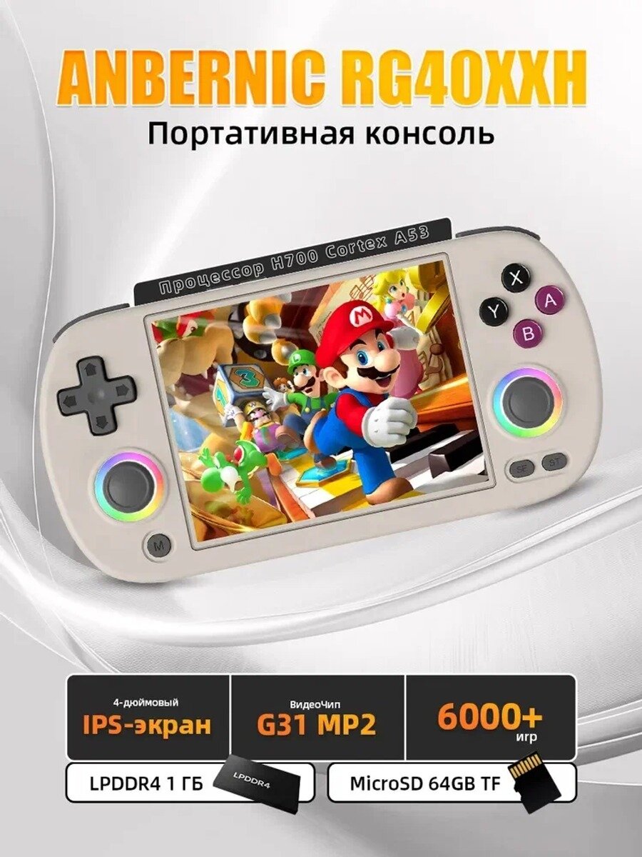 Игровая портативная приставка ANBERNIC RG40XX H, 64G серый серийная стандартная модель